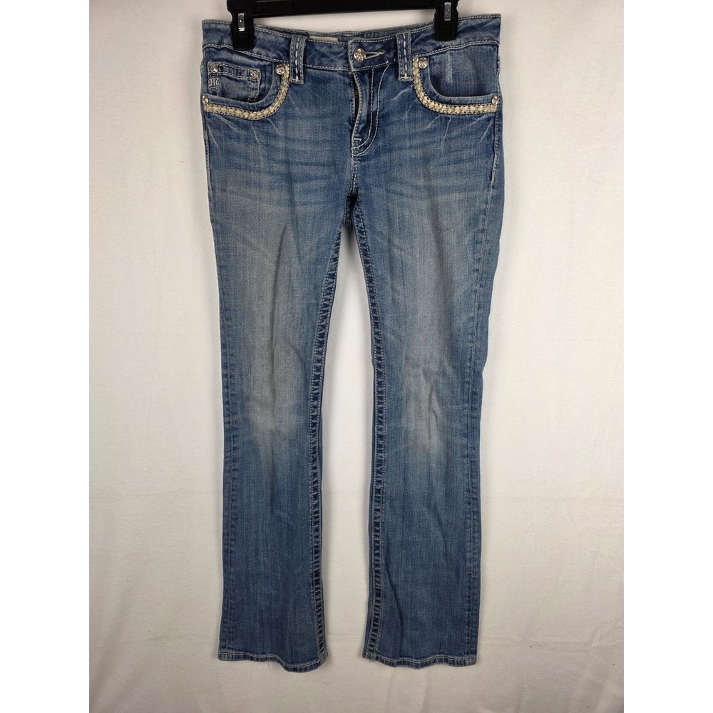 Miss Me Women Size 29 Blue Bootcut Jeans JW5087B2 Medium Wash Embellished